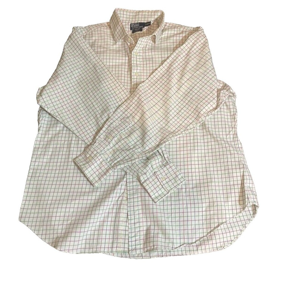 Polo Ralph Lauren Shirt Men’s 18 XXL Plaid Button Front Plaid Regent Classic Fit